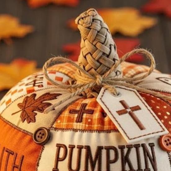 Fall Fabric Pumpkin Decor Rustic Thanksgiving Faux Pumpkin Tabletop Centerpiece with Buttons for Autumn Harvest Table Mantel Decor