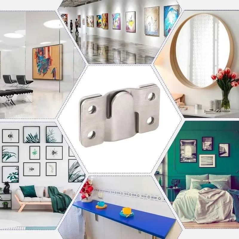 Stainless Steel Interlock Hanging Buckle Heavy Duty Photo Frame Hook Wall Mounted Flush Mount Brackets For Furniture Connector