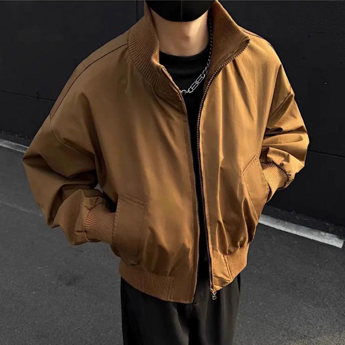 Мужская модная ветрозащитная пилотская куртка - Осень/Зима, Свободный крой, Высококлассная атмосфера, Крутая верхняя одежда с воротником-стойкой. 5XL