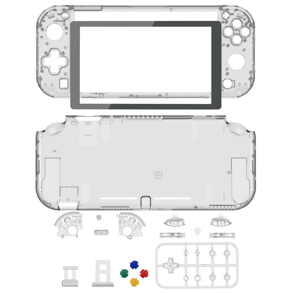 eXtremeRate DIY Compatible Case Shell Made of Clear Material for Compatible with Switch Nintendo Switch Light Controller Repair Kit with Custom Case