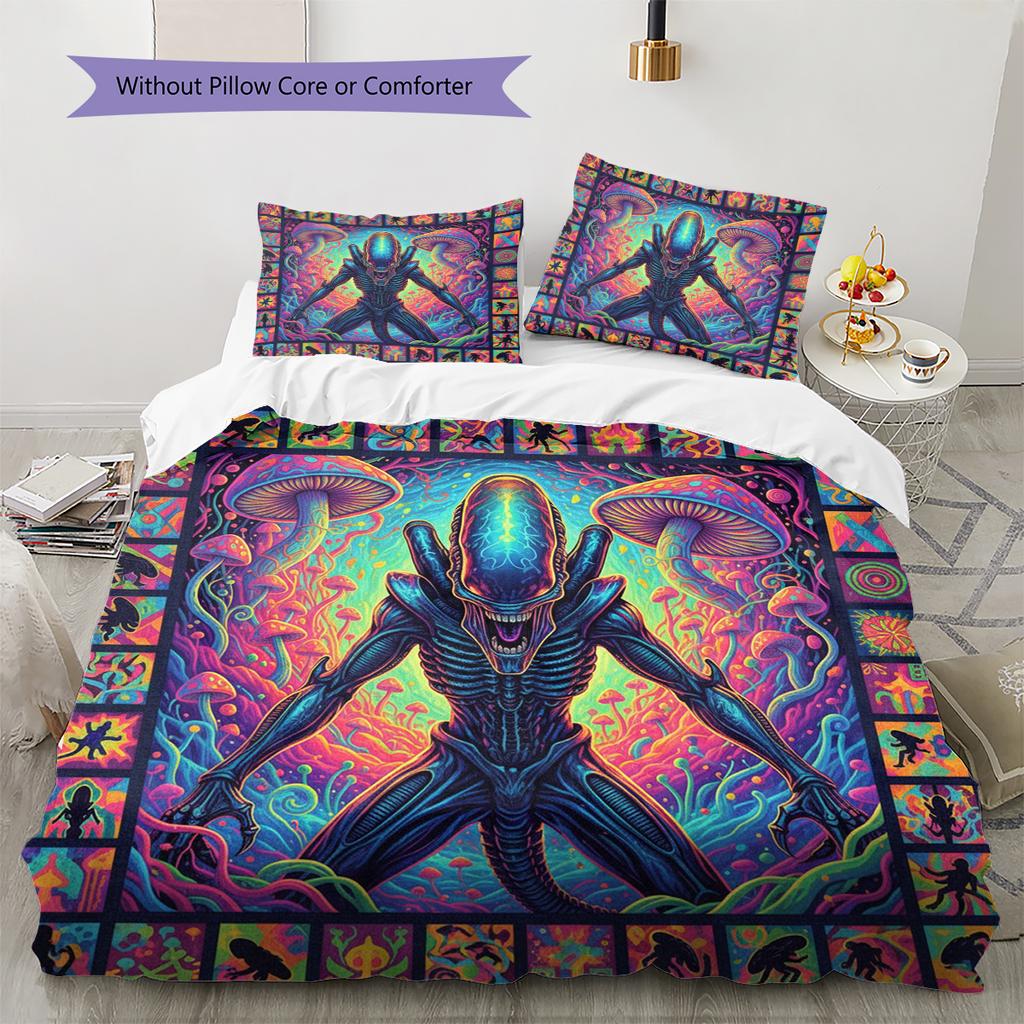 Cartoon Pattern Bedding Quilt Set Quilt Cover Pillowcase Home Decoration Birthday Gift (1 * Duvet Cover + 2 * Pillowcase, Without Core)