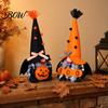 Party Centerpieces Halloween Plush Gnome Decoration, Spooky Orange Black Boo Pumpkin Swedish Tomte Durable Figurine, Elf Dwarf Ornaments for