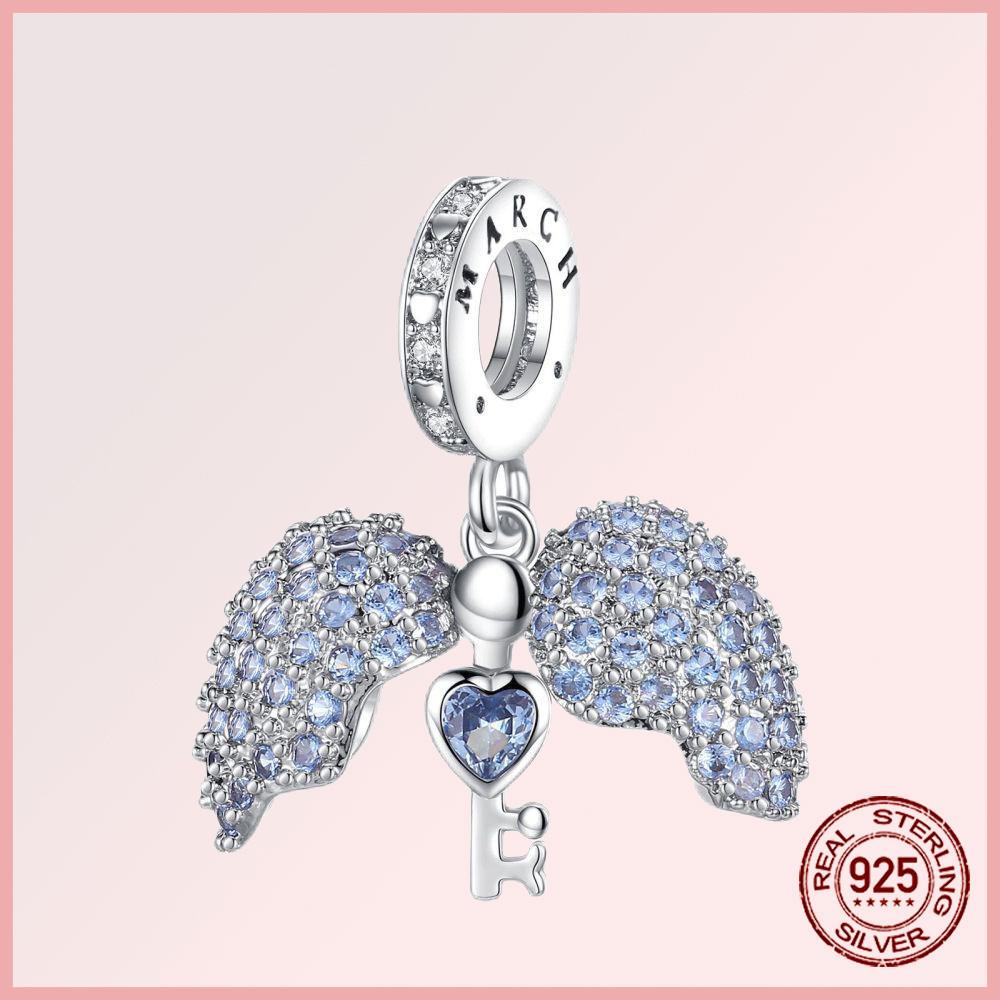 Sparkling Pavé Angel Wings Copper Dangle Charms Fit Original Bracelet Beads Jewelry Gift Diy