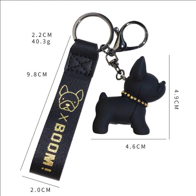 Fashion Punk French Bulldog Keychain Pu Leather Dog Keychains For Women Bag Pendant Jewelry Trinket Men'S Car Key Ring Key Chain