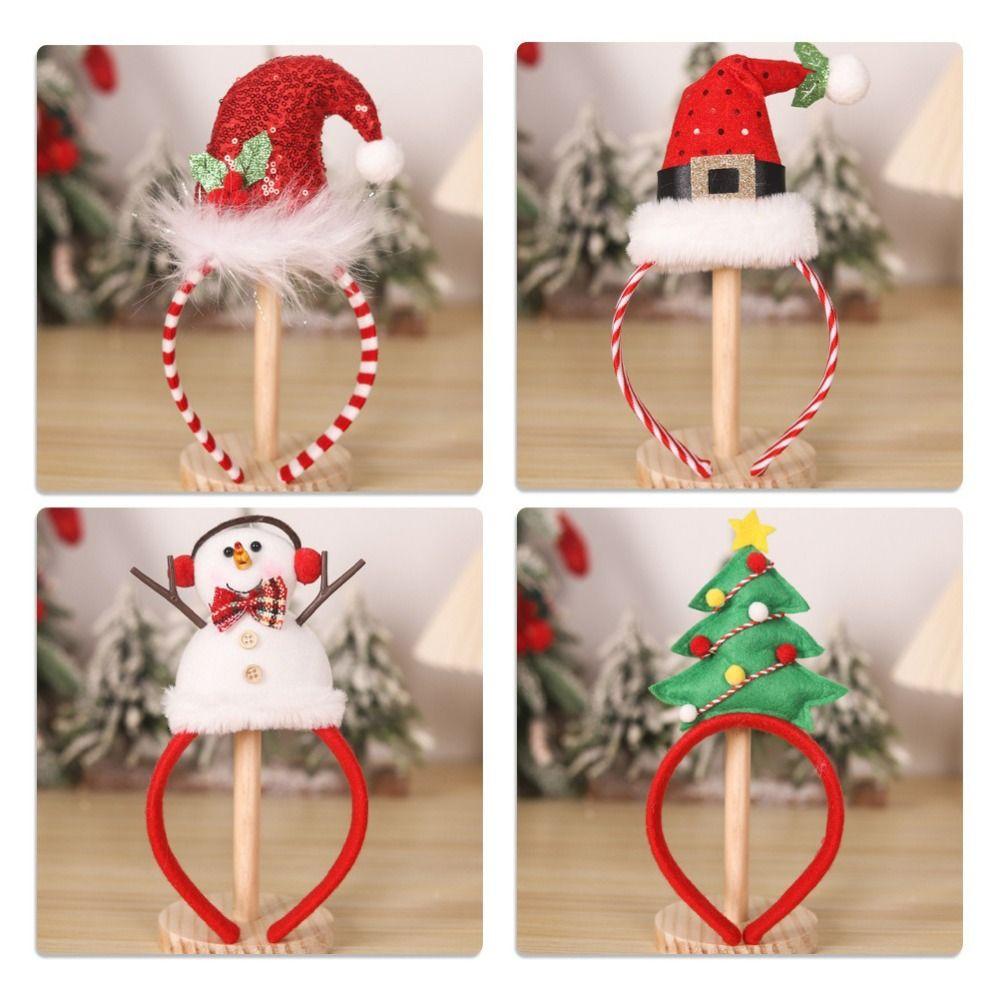 Cartoon Christmas Headbands Snowman Xmas Tree Headbands Holiday Hairbands New Year Celebration