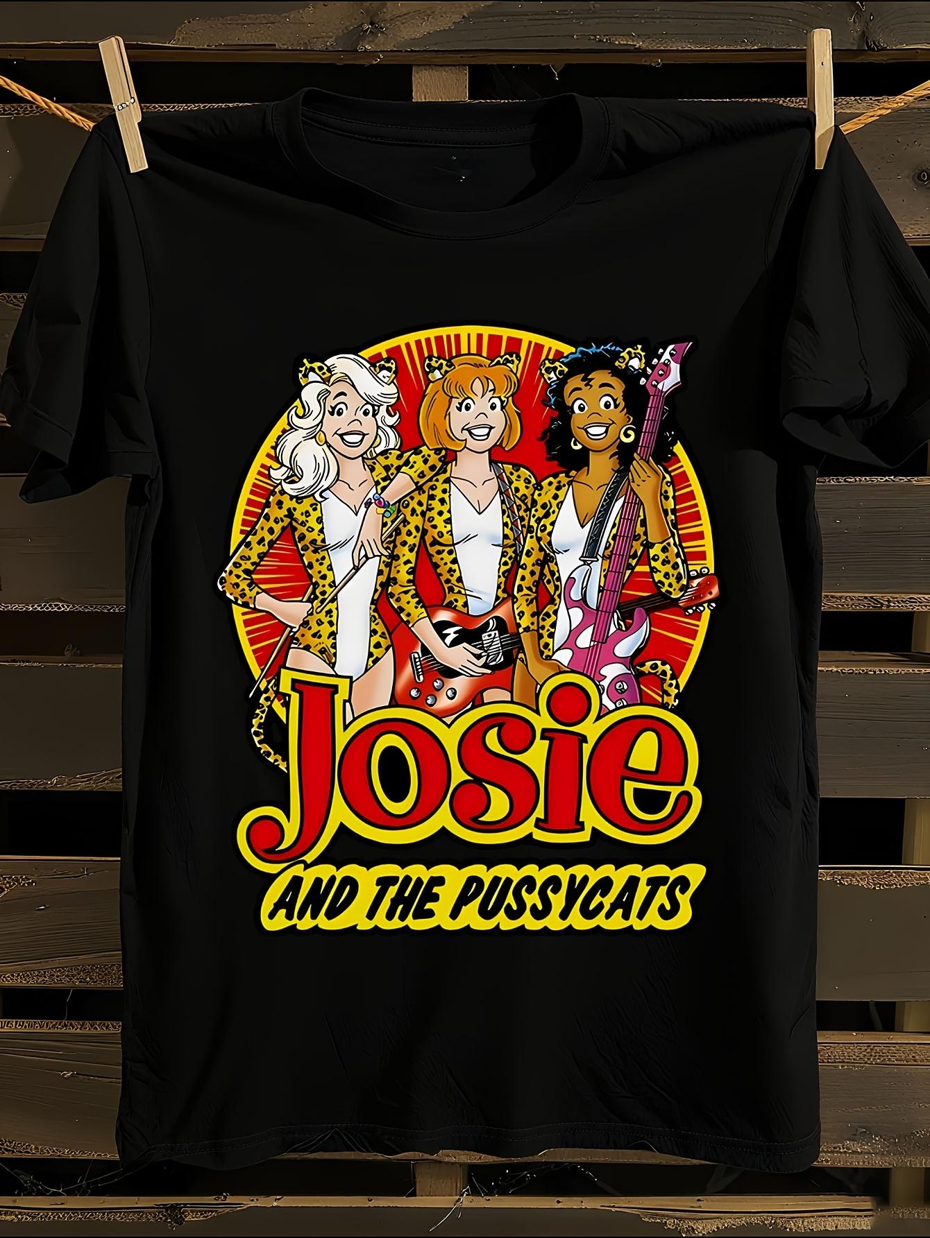 Archie Comics Josie and The Pussycats Trio T-Shirt Mens Tshirt Womens Tshirts with Letters Print Short Sleeves T-Shirt Casual Street Tee Shirt Top S