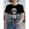 Round Neck Women'S Short Sleeve Printed T-Shirt, Featuring Leopard Print Fashion Design