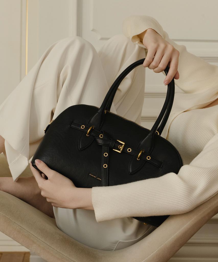 David Jones Bastille 3-Way Belted Tote Leather Bag_Black (Cm7805-1)