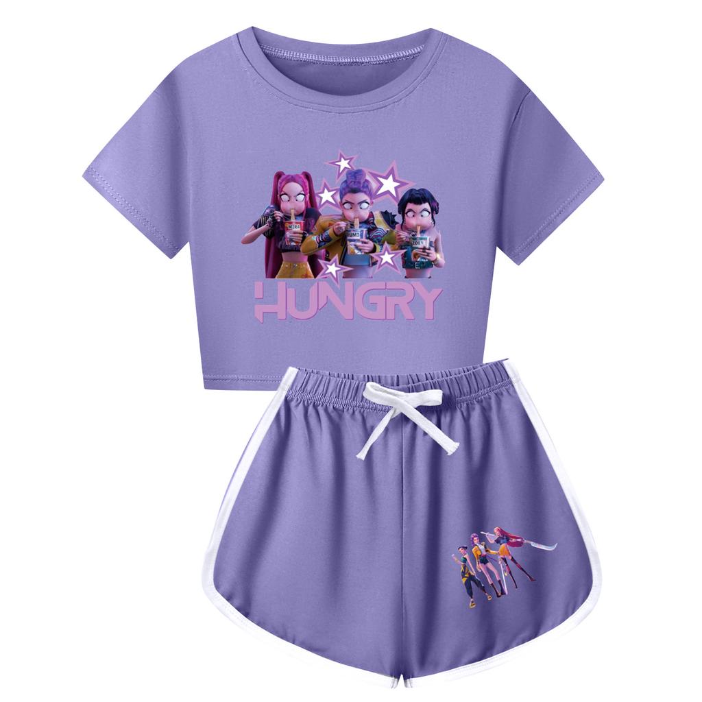Kids Summer Sport T-Shirt And Shorts 2 Piece Outfit Tracksuit Set Short Sleeve Print Crop Tops With Clothing Set