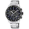Timeless Chronograph Stainless Steel Black Dial Quartz F20560-5 100M Men's Watch