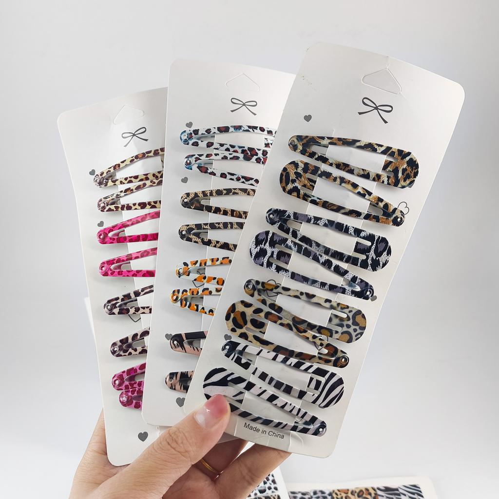 8pcs/set Leopard Print Hair Clips for Women Girls Vintage Geometric Drop BB Clips Bangs Hairpins Barrettes Hair Accessories