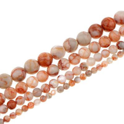 Perline rotonde sciolte in pietra preziosa naturale con linea rossa per la creazione di gioielli fai da te da 4 mm