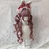 Black Wig with Pink Cosplay Wigs with Bangs  Lolita Long Curly Hair Wig Woman Party Cosplay Wig Natural Heat Resistant