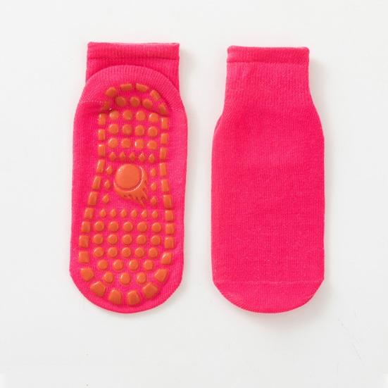 1 Pair Trampoline Socks Anti-skid Silicone Grip Bottom Great Friction Solid Color High Elasticity Sweat Absorption Adult Home Yoga Socks Floor Socks