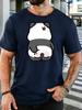 Unisex Crew Neck Tee Funny Upside Down Blush Panda Cartoon Print Short Sleeve Top Summer Daily Outdoor Loose Soft Casual Basic Wear