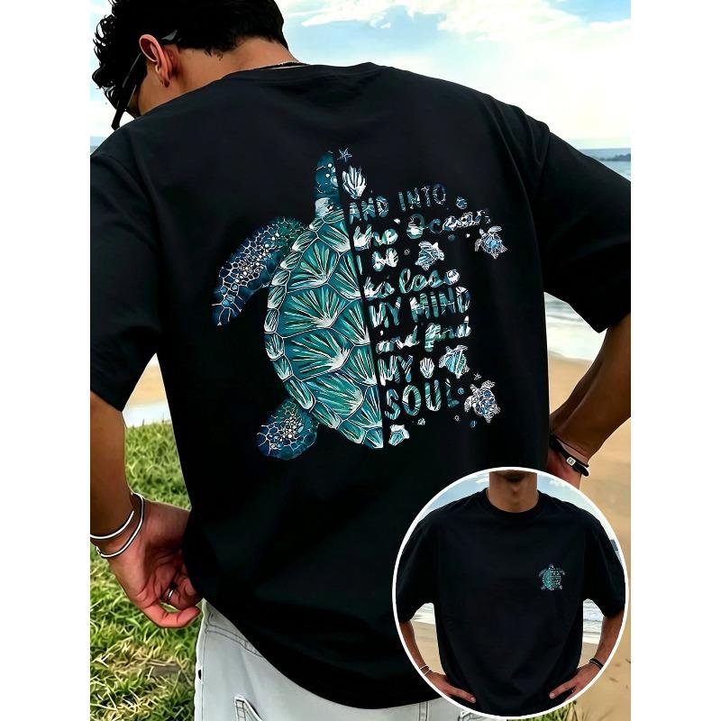 European Size New Men'S T-Shirt with Turtle Print, Comfortable And Breathable for Summer Casual Vacation