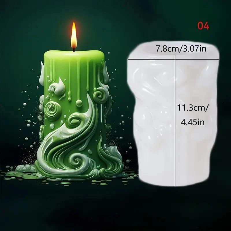 1 ks Cylindrické vlnité svíčky s vyřezávaným spirálovým vzorem, difuzéry a aromaterapie, silikonové formy pro DIY domácí dekoraci
