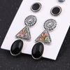 6 Pairs Vintage Bohemian Geometric Rhinestone Turquoise Earrings Set for Women