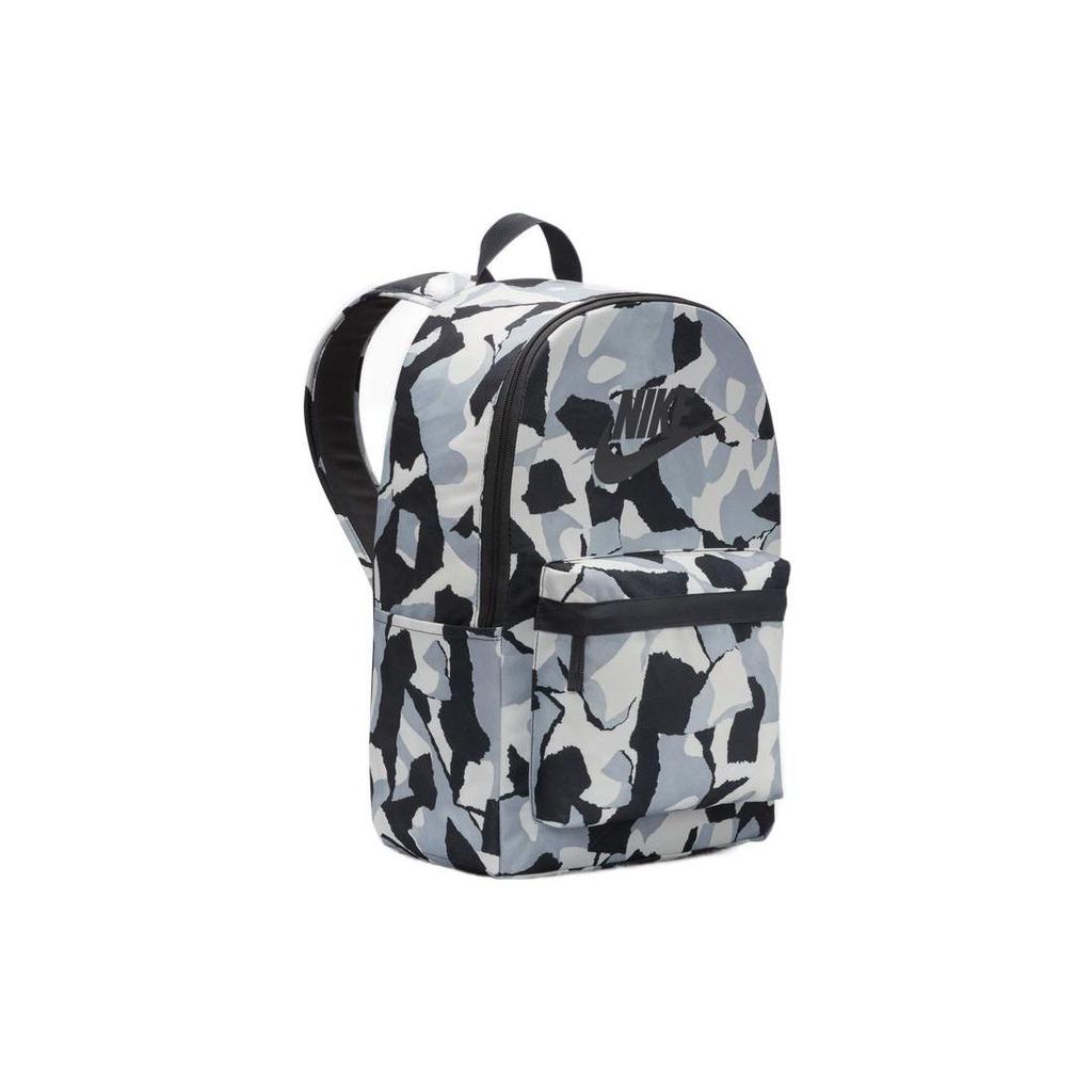 Nike Heritage Front Logo Print Fabric Backpack Unisex Backpacks Coal-Black Phantom-Gray-White Black DV6243-060