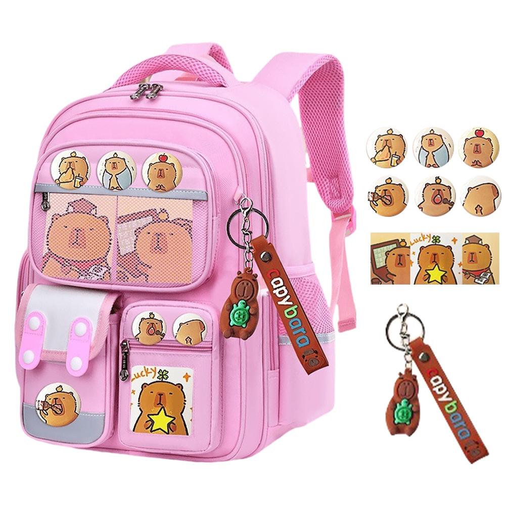 Zaino Scolastico Kawaii Capibara con Tracolla Regolabile Adorabile Daypack Resistente all'Usura Tessuto Oxford Zaino per Viaggio Vacanza