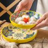 Bohemian Ceramic Plate Home Creative Western Food Fruit High-rimmed Round High-value Oven Microwave Applicable