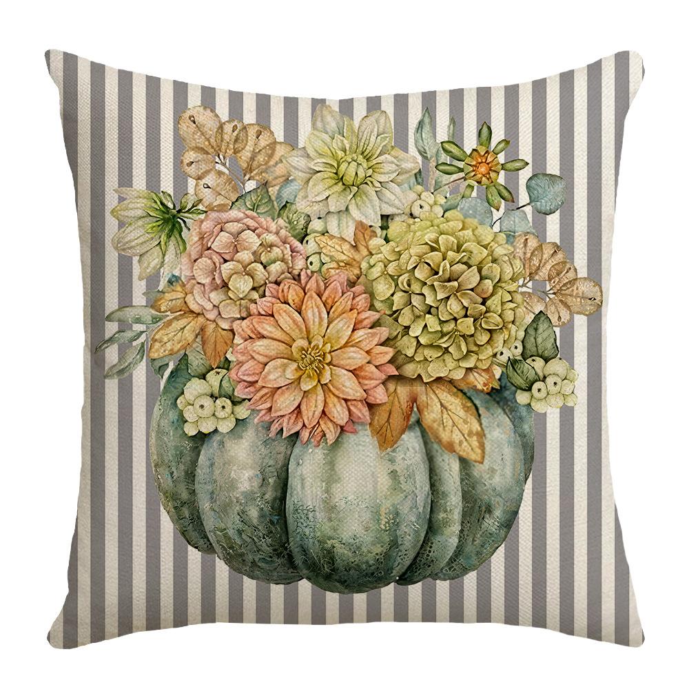 Herbstliches Blumen-Buchstabenkissen Leinen Büro Sofakissen Wohnzimmer Lendenkissenbezug