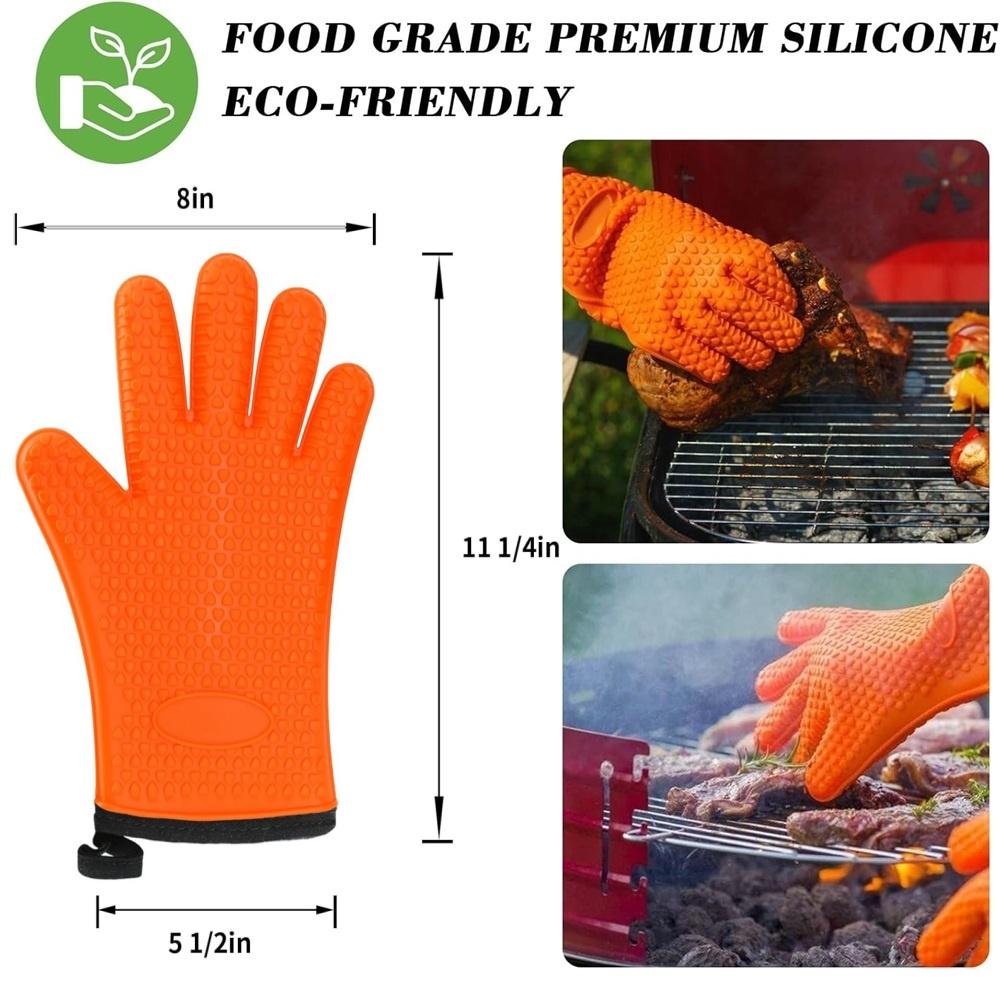 Vanntette silikonhansker Varmebestandige Sklisikre Mikrobølgeovnsvotter Kjøkken BBQ Baking Matlaging Canvas-søm Ovnshansker