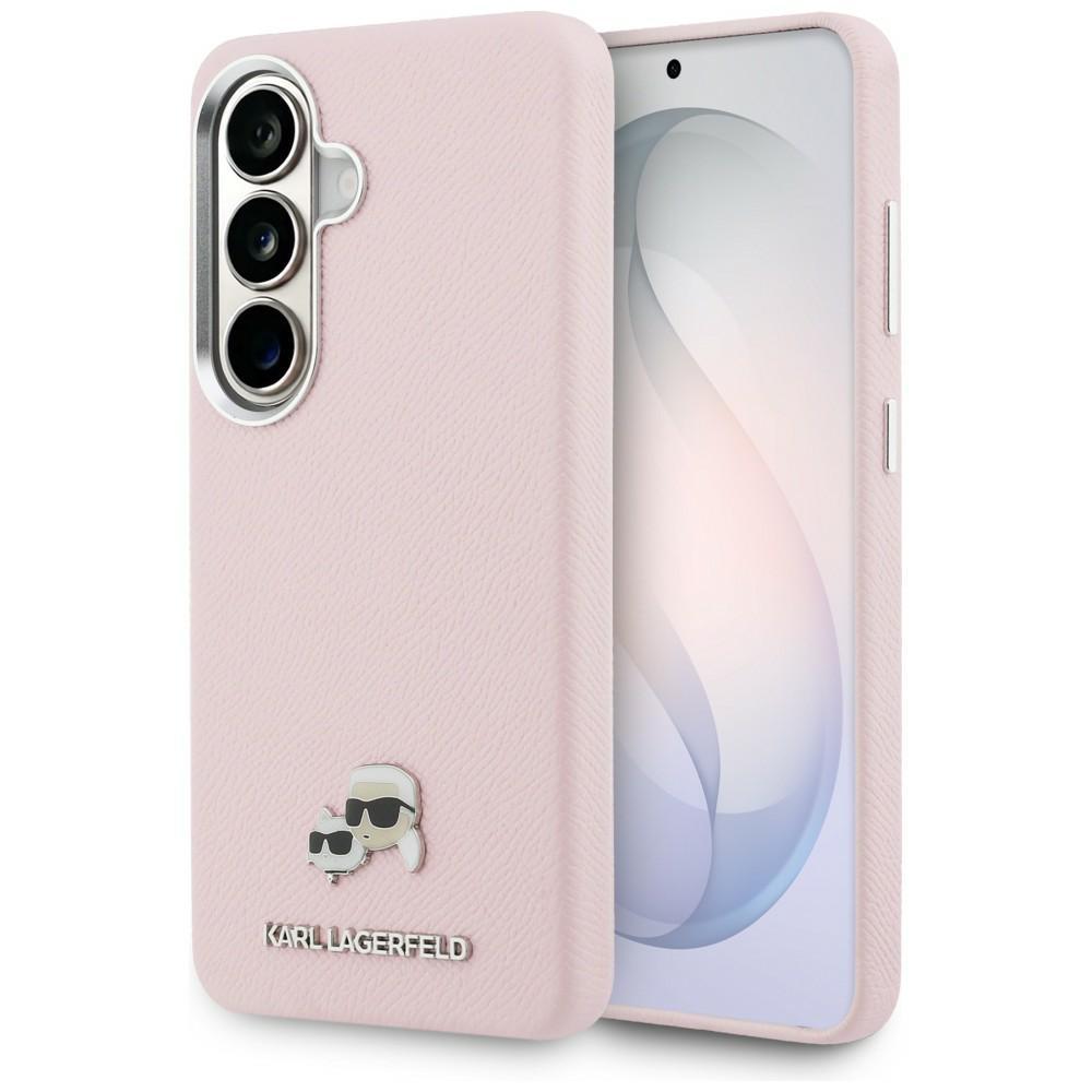 Karl Lagerfeld Saffiano KC Metal Logo MagSafe Case for Samsung Galaxy S26+ Pink