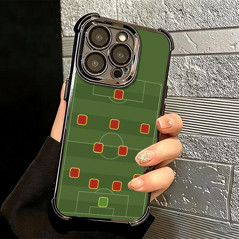 Football Soccer Tactics Time Plating Phone Case For Iphone 16 17 Pro Max Air 16E 14 15 Plus 12 13 Mini Anti-Fall Airabag Cover