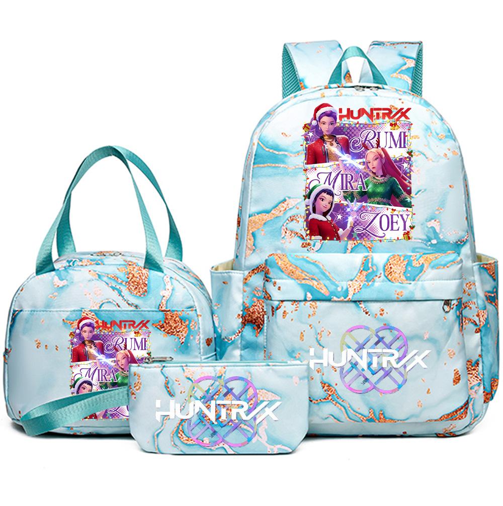 3Pcs/set Christmas Kpop Printed Backpack with Handbag Pencil Case for Teenager Student Girl Boy Bookbag Schoolbag Large Capacity Travel Bag Kid Gift