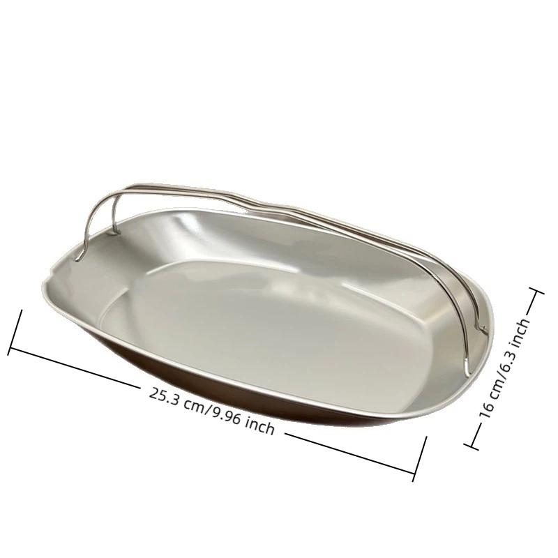 Durable Fish Steaming Plate 201 Stainless Steel Double Handle Design for Cooking