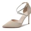 Large size summer new pointed rhinestone thin heel cross strap hollow bag head sandals women