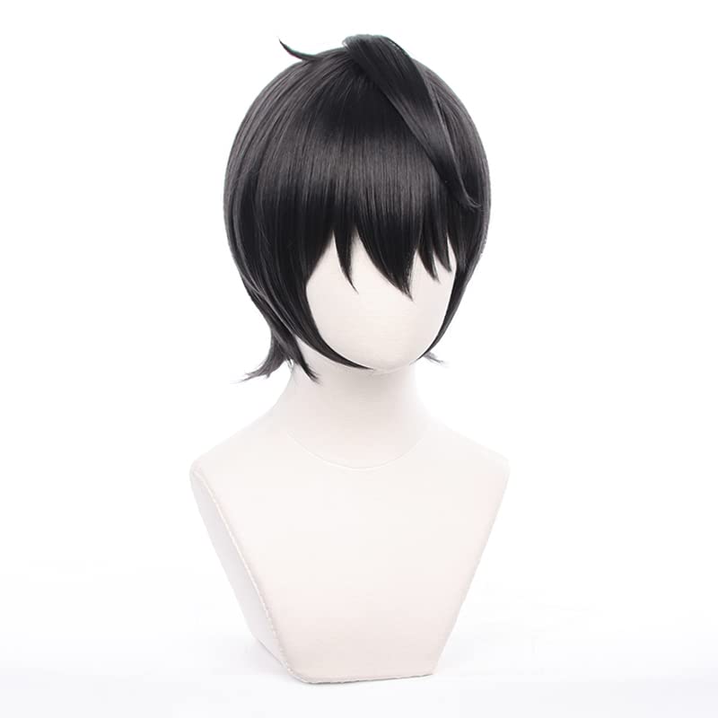 Black Short Cosplay Full Wig with for Cultural School Festivals Wig, Wig, Net, Heat-Resistant, Disguise, Halloween, Christmas, Festivals, Festivals,