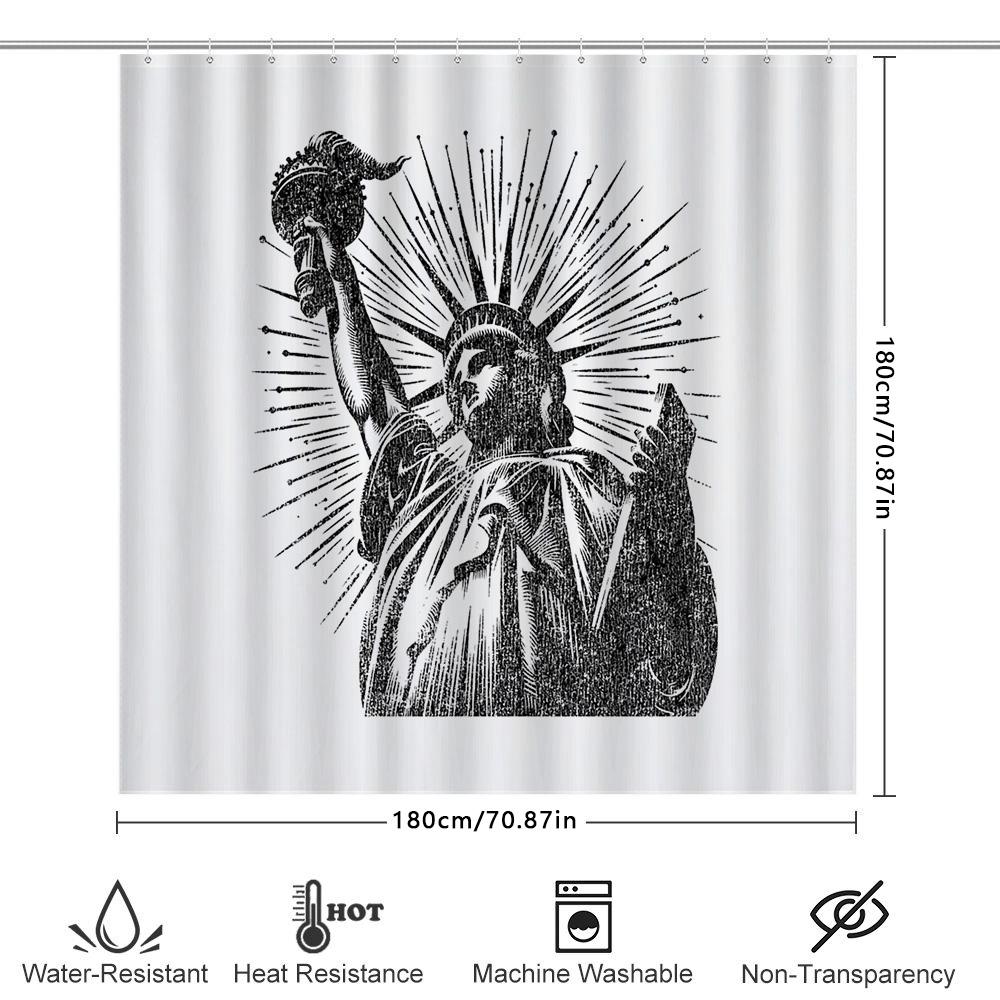 Vintage Statue of Liberty Shower Curtain Gothic Dark Academia Bathroom Decor Grunge Home Decor Gothic Decor Wall Art Victorian D