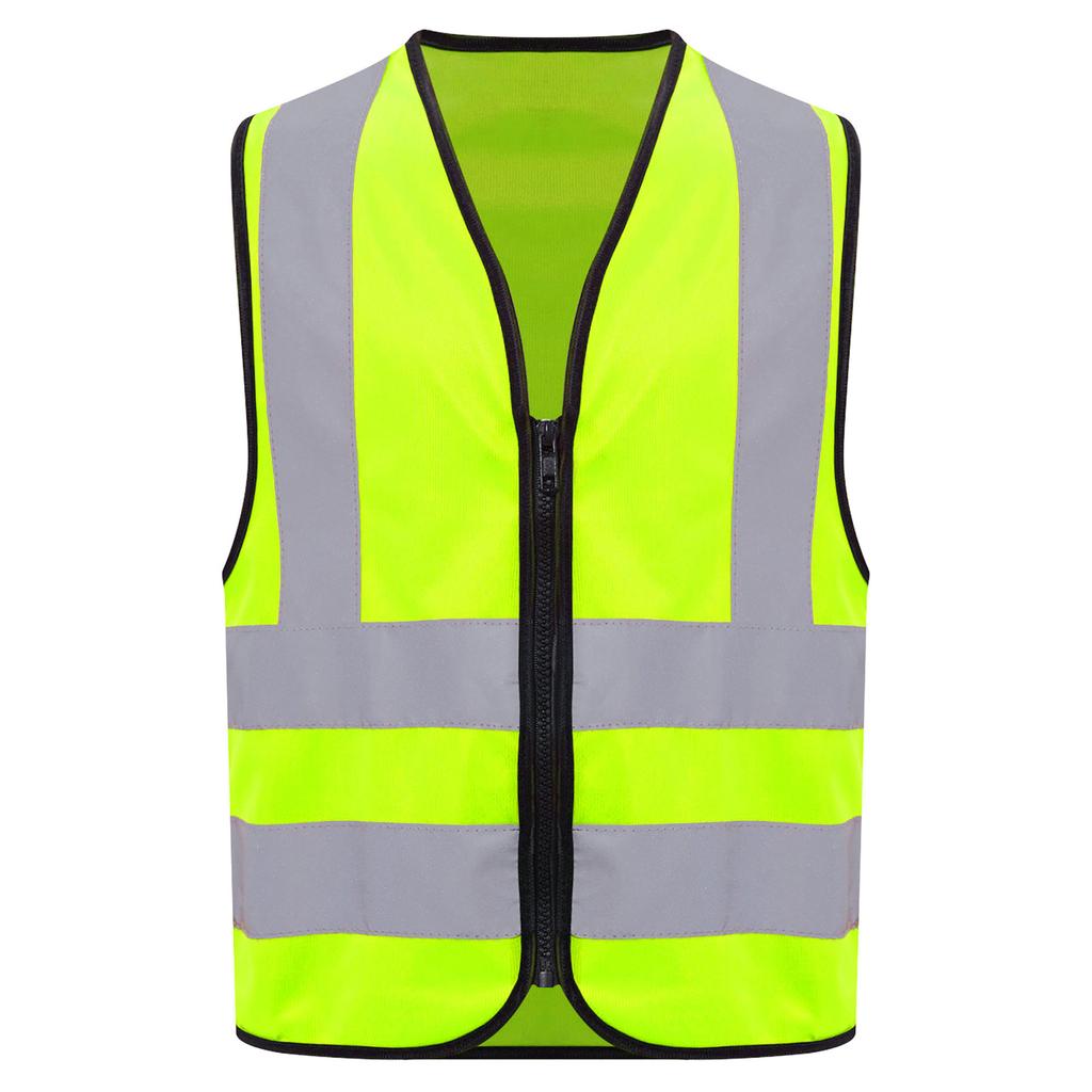 Unisex Barnesikkerhetsvest Ermeløs Glidelåsdesign Høy Synlighet Reflekterende Vest Frivillig Aktiviteter