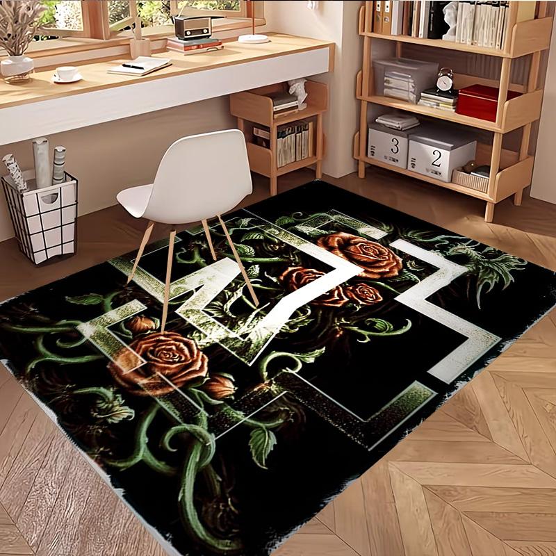 Rammstein Print Rug, Washable Floor Carpet, For Entryway Dorm Laundry Room Office Study, Home Decor Birthday Christmas Gift