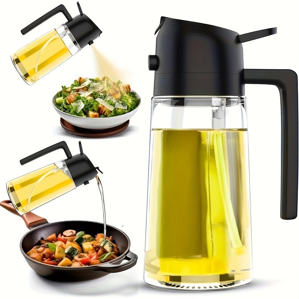 2-In-1 Glass Oil Dispenser & Sprayer - Perfect for Cooking, Grilling, Salads | 16oz/470ml | PVC Free, Machine Washable | Black