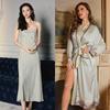 Yaoting Women's Summer Satin Chiffon Nightgown - Silk Camisole Cowl Neck Homewear 2878