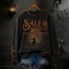 Women's Halloween Print Pullover Neck Long Sleeve Top