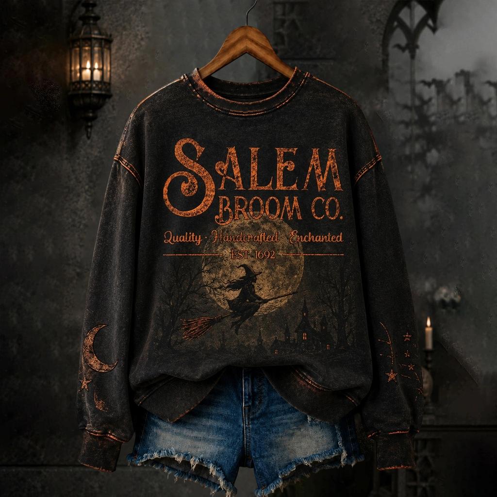 Women's Halloween Print Pullover Neck Long Sleeve Top