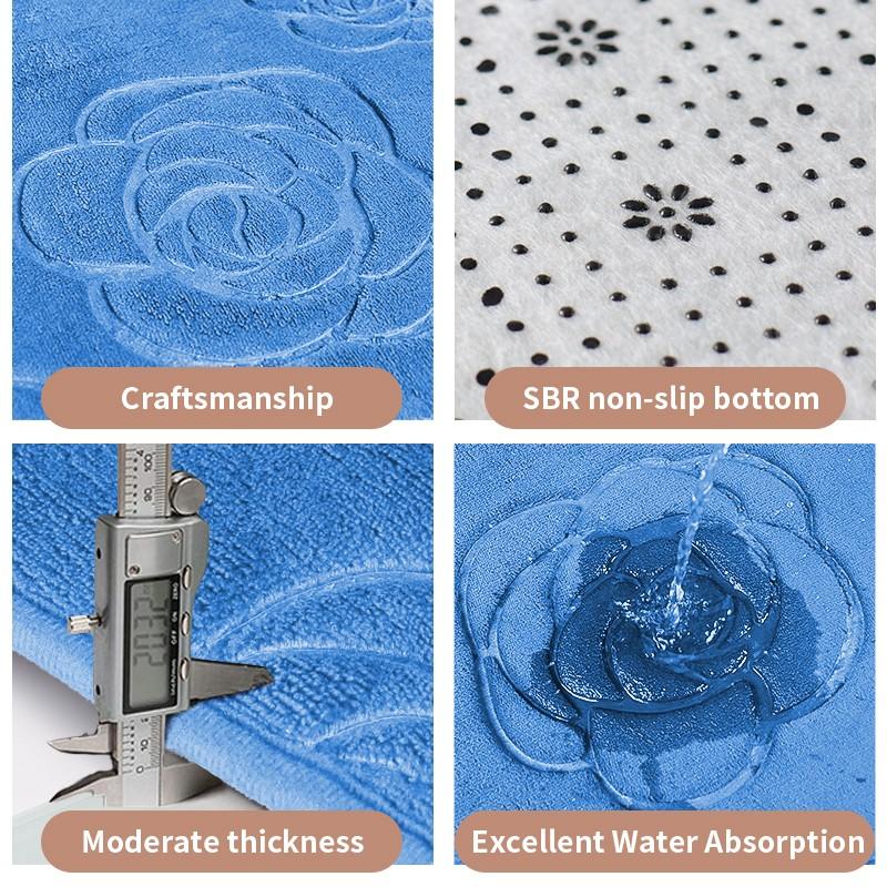 Tappetino da bagno con rose in rilievo Tappetino da bagno antiscivolo nel lavabo Vasca da bagno Tappeto da pavimento laterale Doccia Zerbino Memory Foam 3D Pad