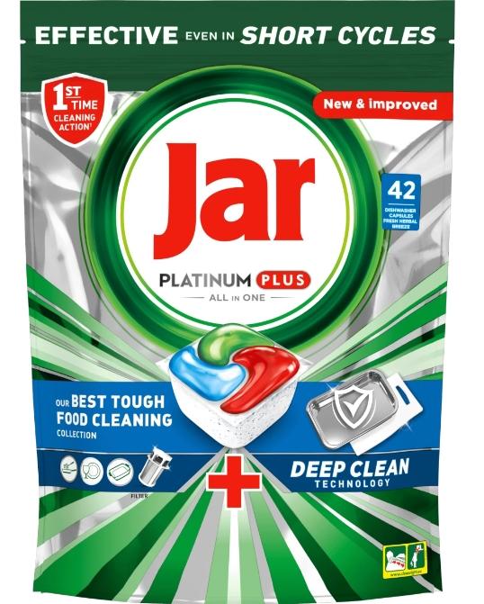 Jar Platinum Plus All in One Blue Deep Clean Kapsułki do zmywarki, 42 sztuki