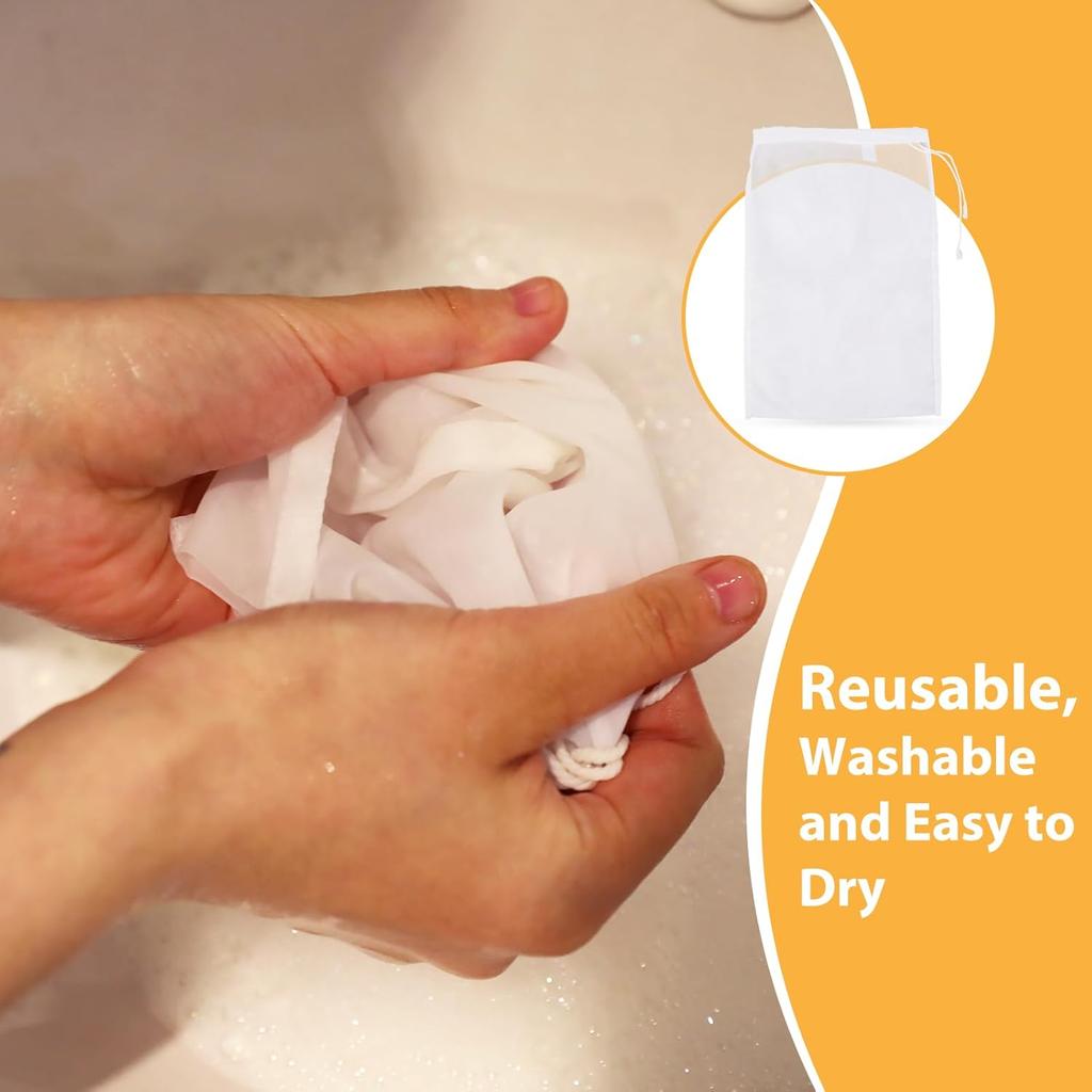 6 Pack Nut Milk Bag Reble Nylon Cheese Cloth Bag for Straining Washable Nut Bag Strainer 12×8 In Fine Mesh Bag Strainer for Straining Fruit Juice