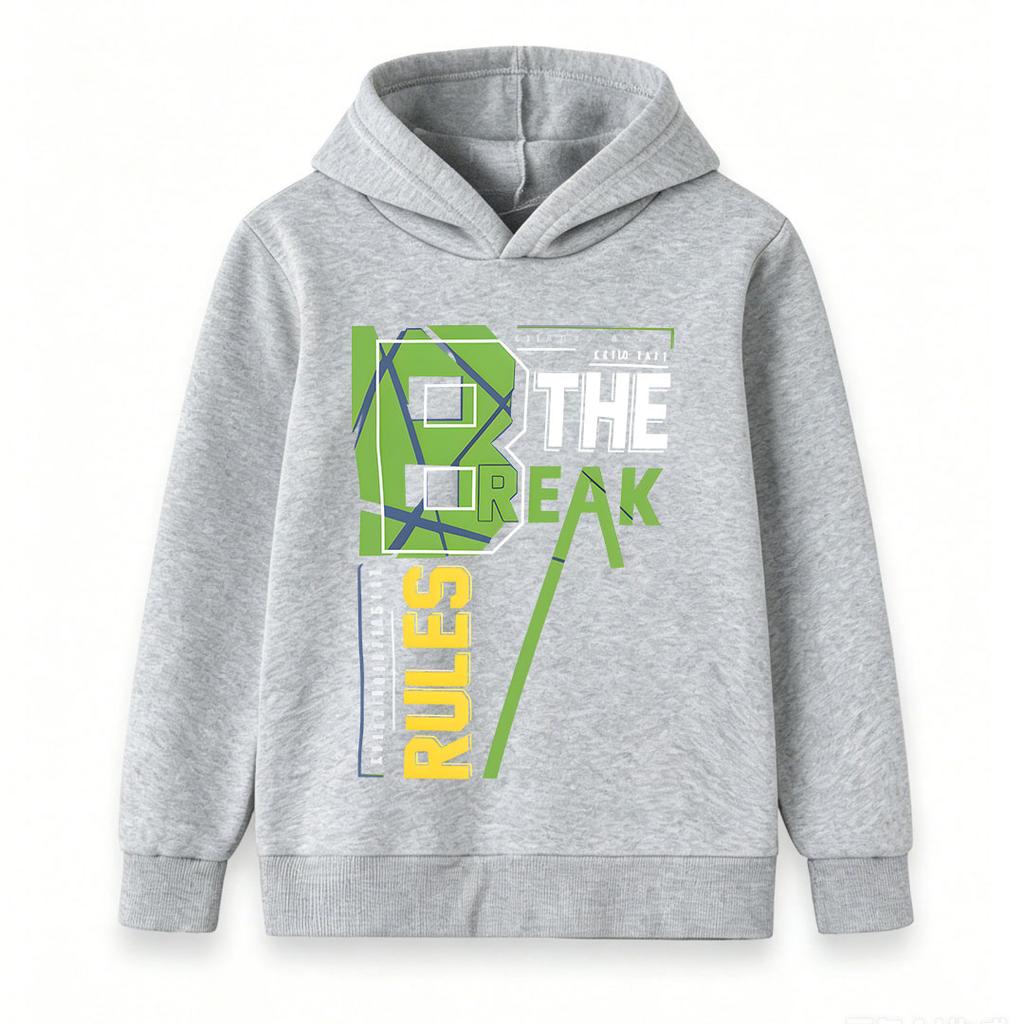 Kids Boys Girls Pullover Hoodie, Casual Break The Rules Graphic Long Sleeve Hooded Sweatshirt, Comfortable Soft Streetwear Top for Daily Wear 2-12 Yea