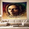 Bob Marley Reggae Music Legend Portrait Personalized Name Large Decorative Tapestry, Great Holiday Gifts, Photo Backdrop for Bedroom Dorm Parties