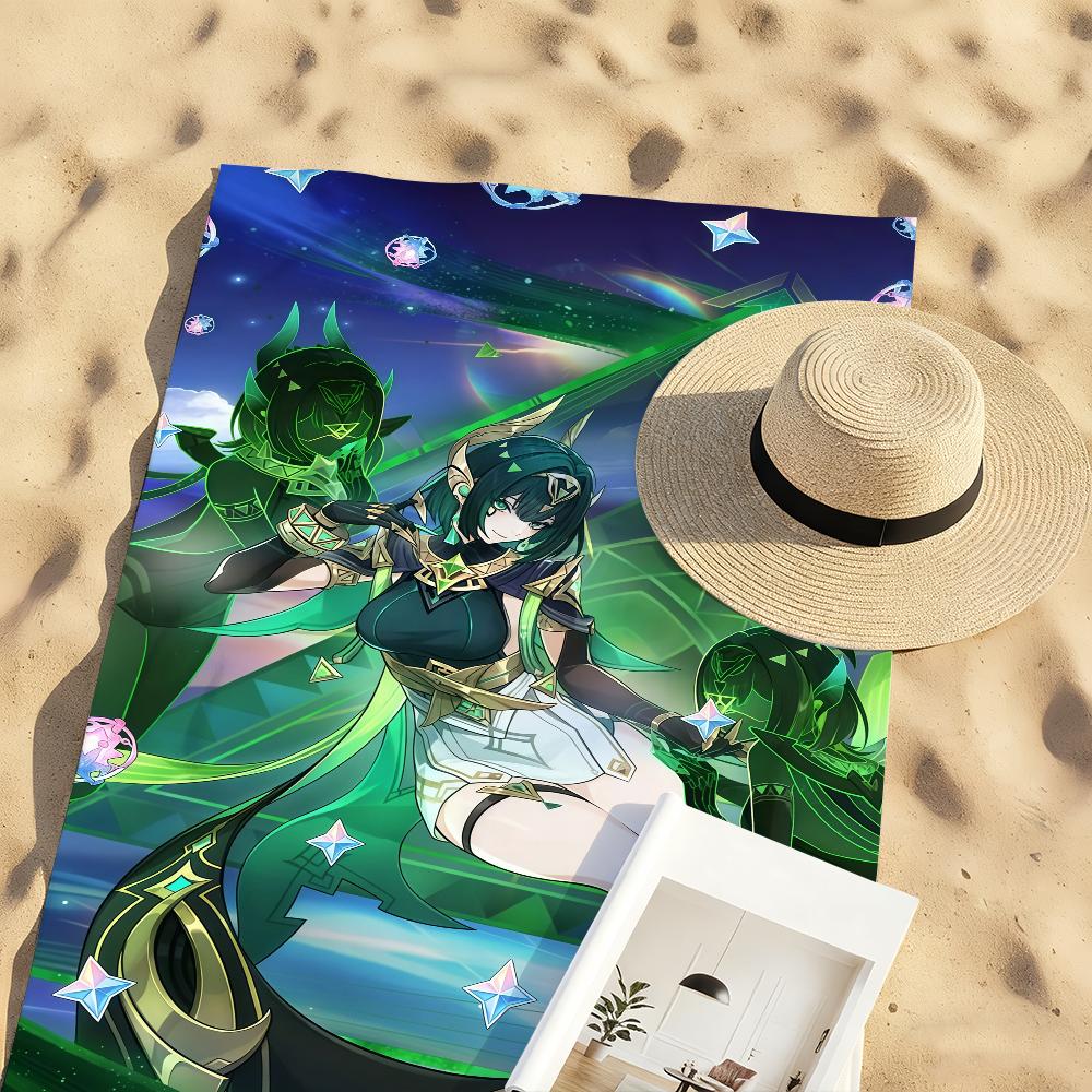 Genshin Impact Nefer Towel Sports Quick Dry Travel Camping Gear Sandproof Soft Light Large Beach Towel
