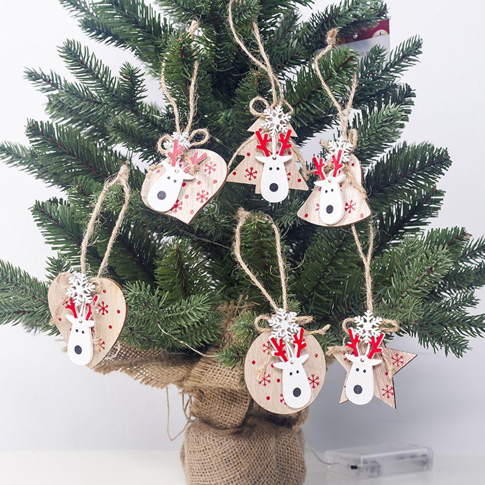 

3PCS Gift Xmas Tree Wooden Hanging Pendants Christmas Decor Home Decorations Drop Ornaments