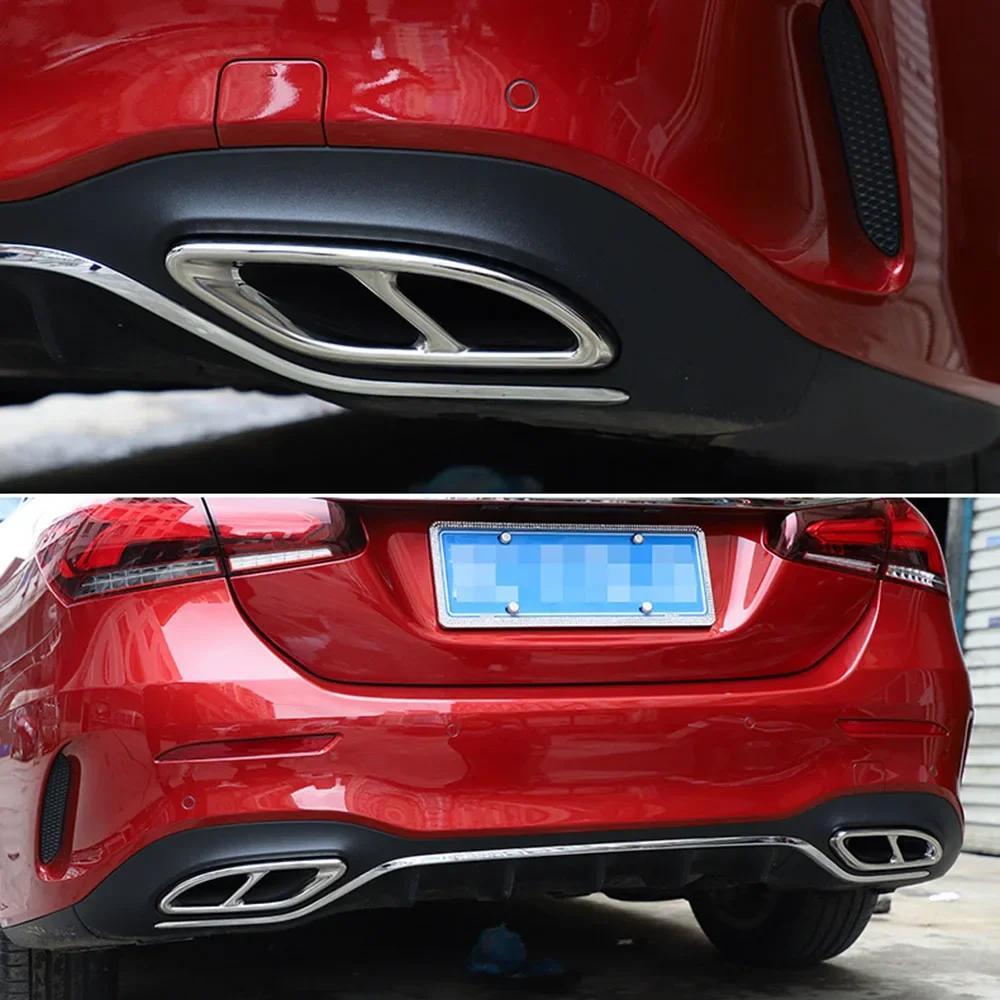2 pcs stainless steel exhaust pipe trim cover for Mercedes Benz A B C E GLC GLE Class W176 W246 W205 W213 AMG car style