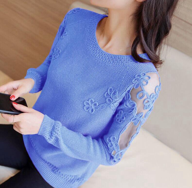 Sweater Women 2025 New Fashion Short Embroidered Pullover Lace Knitwear Thin Loose Openwork Trending Sweater Autumn and Winter