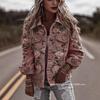 New Trendy 3D Pattern European-American Fashion High Street Denim Jacket with Lapel